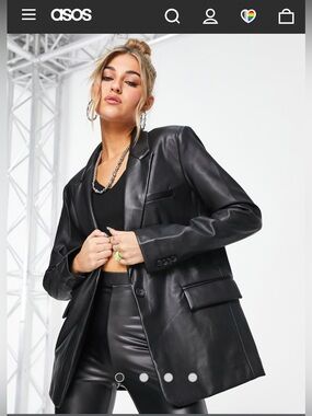 ASOS Pull&Bear 90’s Kid Black Faux Leather Blazer